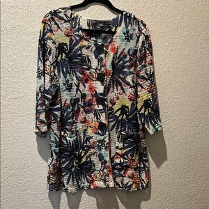 Ali Miles Floral Patterned Jacket with 3/4 Sleeves